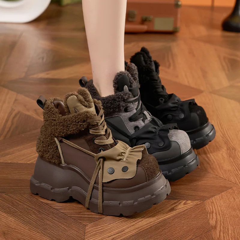 

2026 New Women's Fleece-Lined and Thickened Snow Boots Warm Winter Sports Shoes High Cotton Shoe Upper White Casual Style 10cm