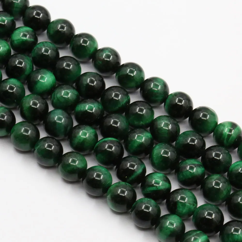 

2 Strands Natural 10mm Green Tiger Eye Round Beads 15" Jewelry Making DIY