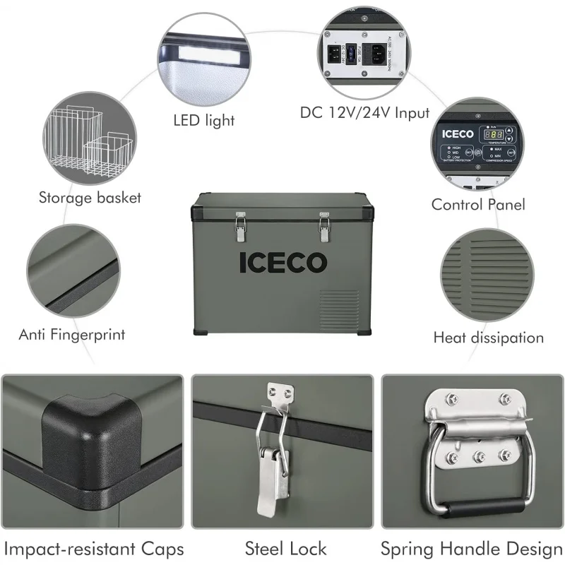 

(TTX)VL45 Portable , Platinum 12V Refrigerator Powered by SECOP, 45 Liters Compact Fridge AC/DC, 0℉ to 50℉, freezer for UA