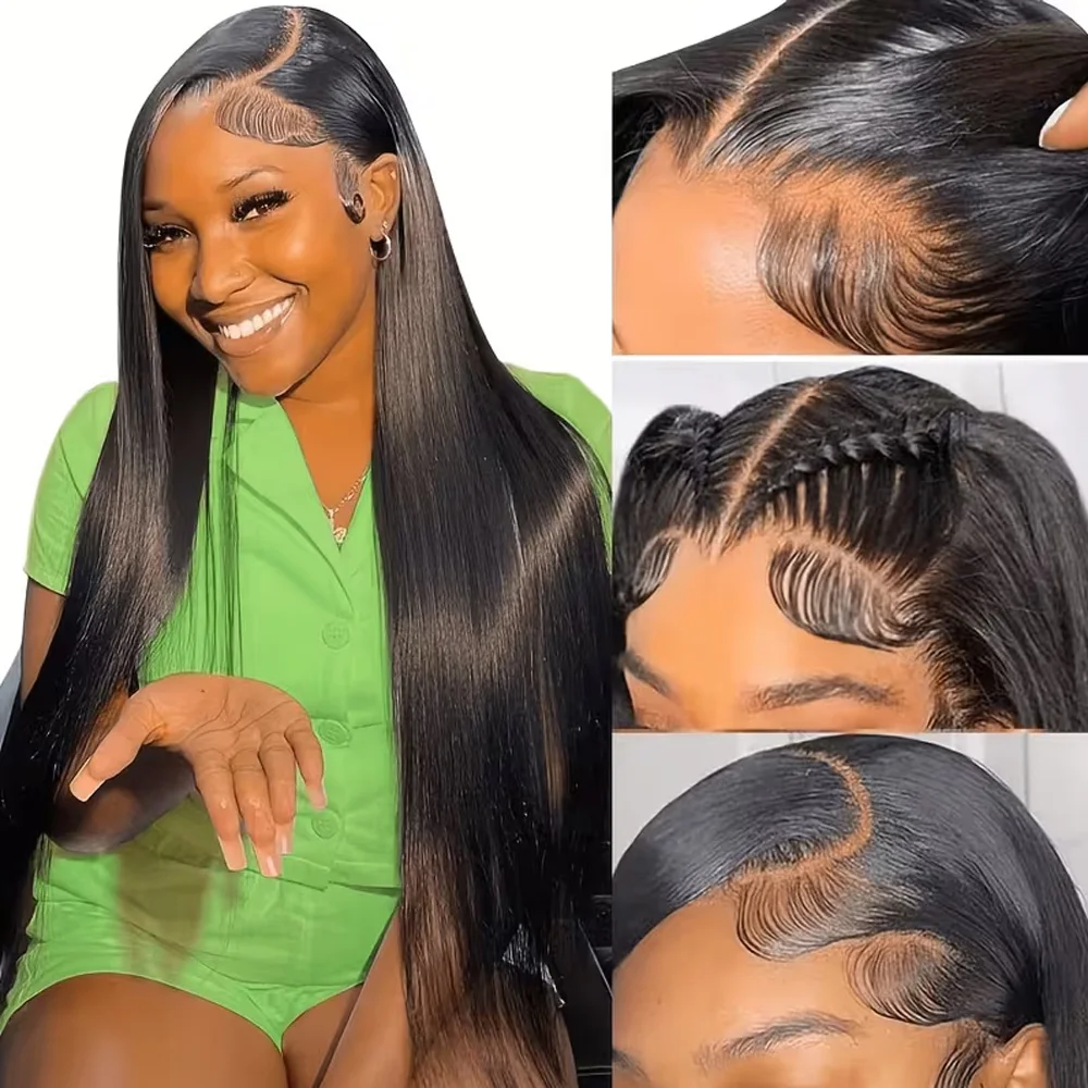 13x2.5 HD Lace Front Wigs Long Straight Black Wigs Glueless Pre Plucked with Baby Hair Heat Resistant Fiber Wig For Daily Wear