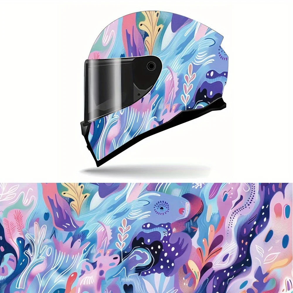 

Cool Petal Swirl Floral Motif Full Helmet Vinyl Wrap Sticker, Motorcycle Helmet Racing Graphic Decal, Waterproof Self-adhesive H