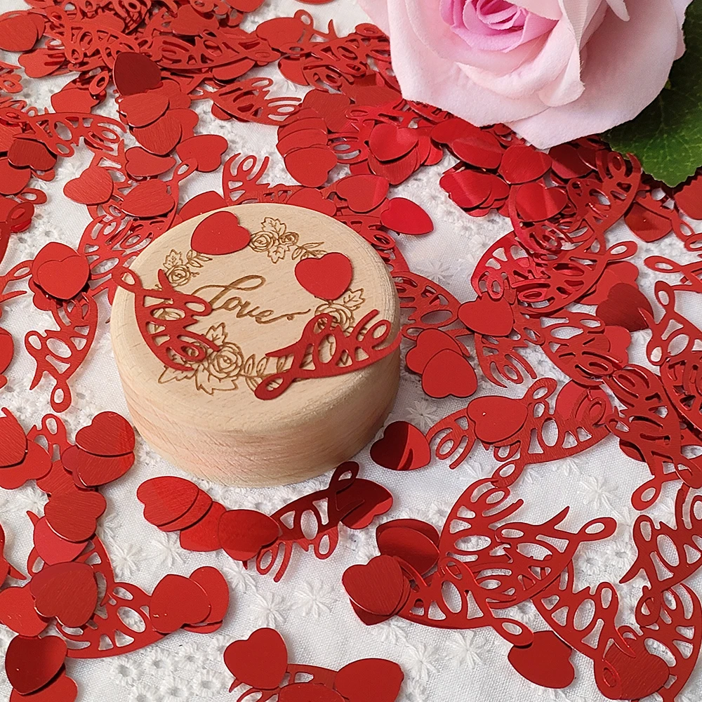 15/30 g rotes Liebesherz, rundes Konfetti für Valentinstag-Dekorationen für romantische Tischdekorationen für den Hochzeitstag