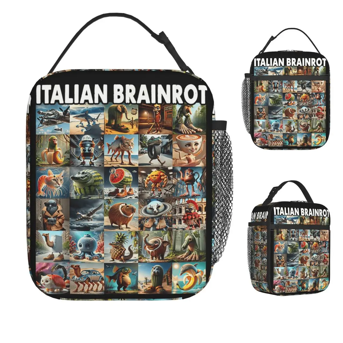 

Types Of Italian Brainrot Meme Character Lunch Bag Outdoor Picnic Lunch Box For Unisex Designer Tote Bags Oxford Cooler Bag