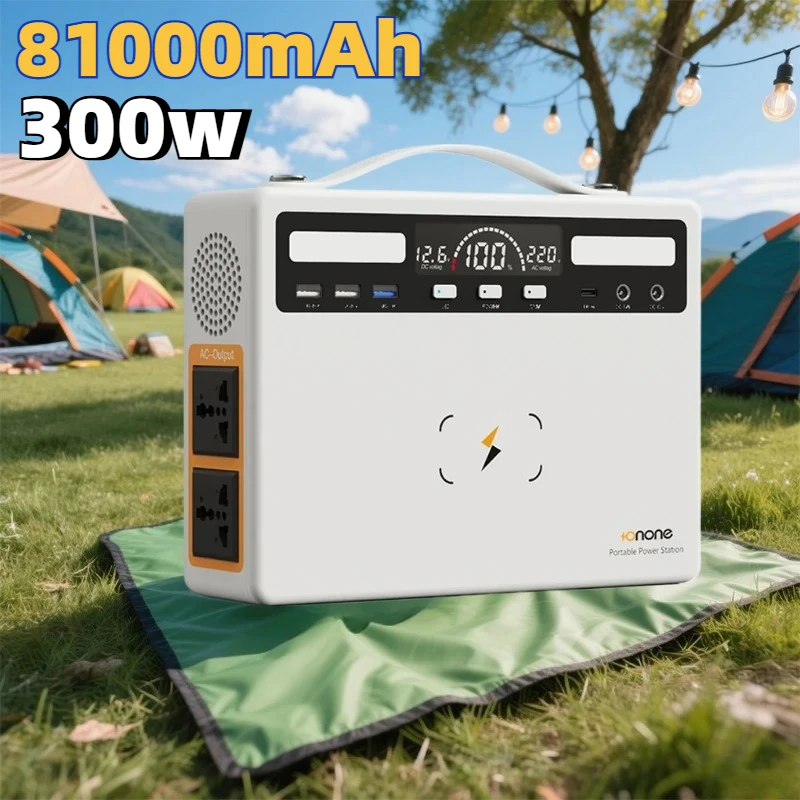 300W Portable Power Station 81000mAh 220V Solar Generator USB DC Wireless Mobile External Spare Battery for Outdoor Camping RV