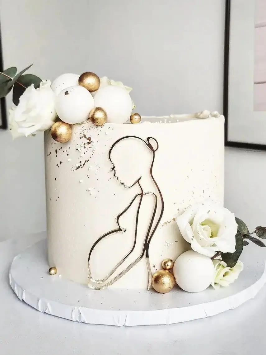 Pregnant lady woman cake decor | Line Art Cake Decor | Abstract Face Cake Decor| Woman Face Cake Decor|baby shower