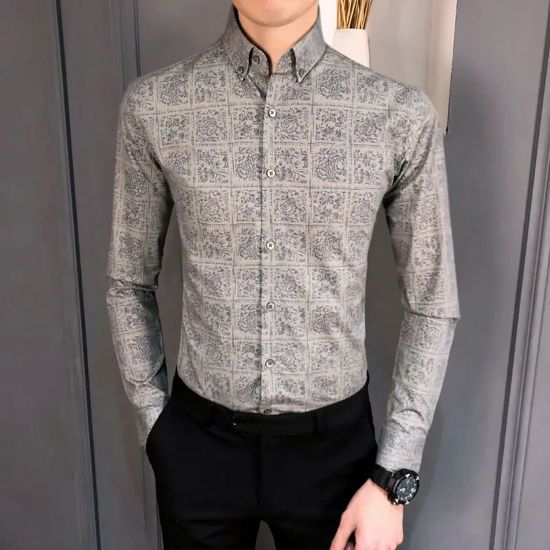 

Spring Autumn Fashion Turn-down Collar Long Sleeve Plaid Blouse Men's Clothing Casual Korean Trend Simplicity All-match Shirts