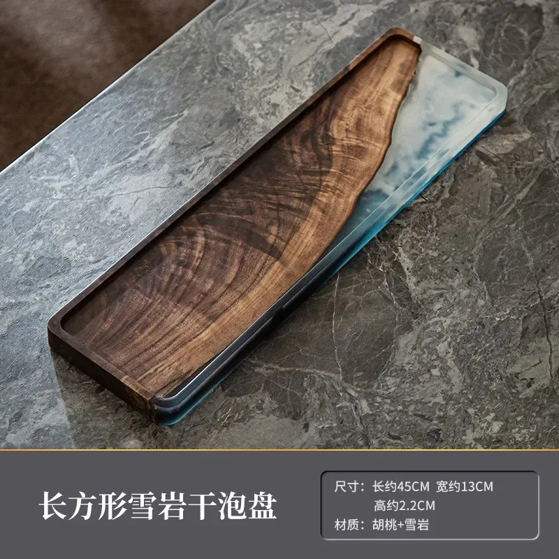 Wooden Tray Walnut Resin Dry Pour Tea  Epoxy  Solid Wood  Anti-Scald Dried Fruit Disc  Table