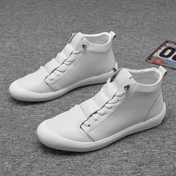 Men Shoe Genuine Leather Casual Shoe New HighTop Trend Board Shoe Men Sport Shoe Small White Shoe Men Flat Casual Shoe Zapatilla