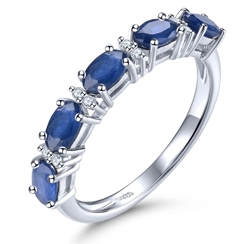 

Real 1.2 Carats Sterling Silver 925 Original Natural Blue Sapphire Ring 925 Silver Engagement Ring Wedding Ring For Women