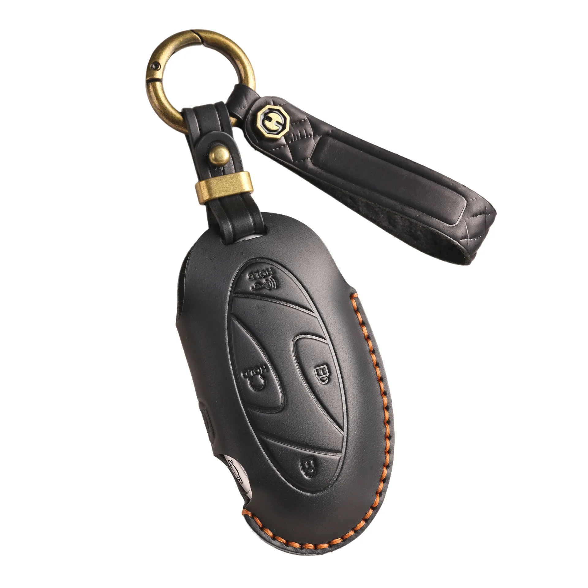 Smart Car Key Case Cover for Hyundai Grandeur GN7 Kona Ev Year 2023 Genuine Leather Keyring Fob Shell Accessories Keychain