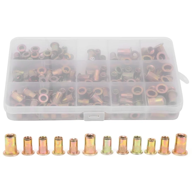 

150pcs Galvanized Carbon Steel Rivet Nut Mixed Insert Nutserts 6-32 8-32 10-24 10-32 1/4-20 British System