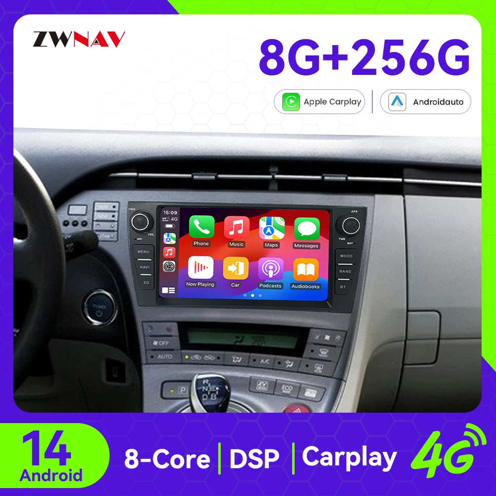 

Android 14 CarPlay Car Radio 9 inch Touch Screen For Toyota Prius 2009-2013 Car GPS Navigation Multimedia Player Head Unit Auto