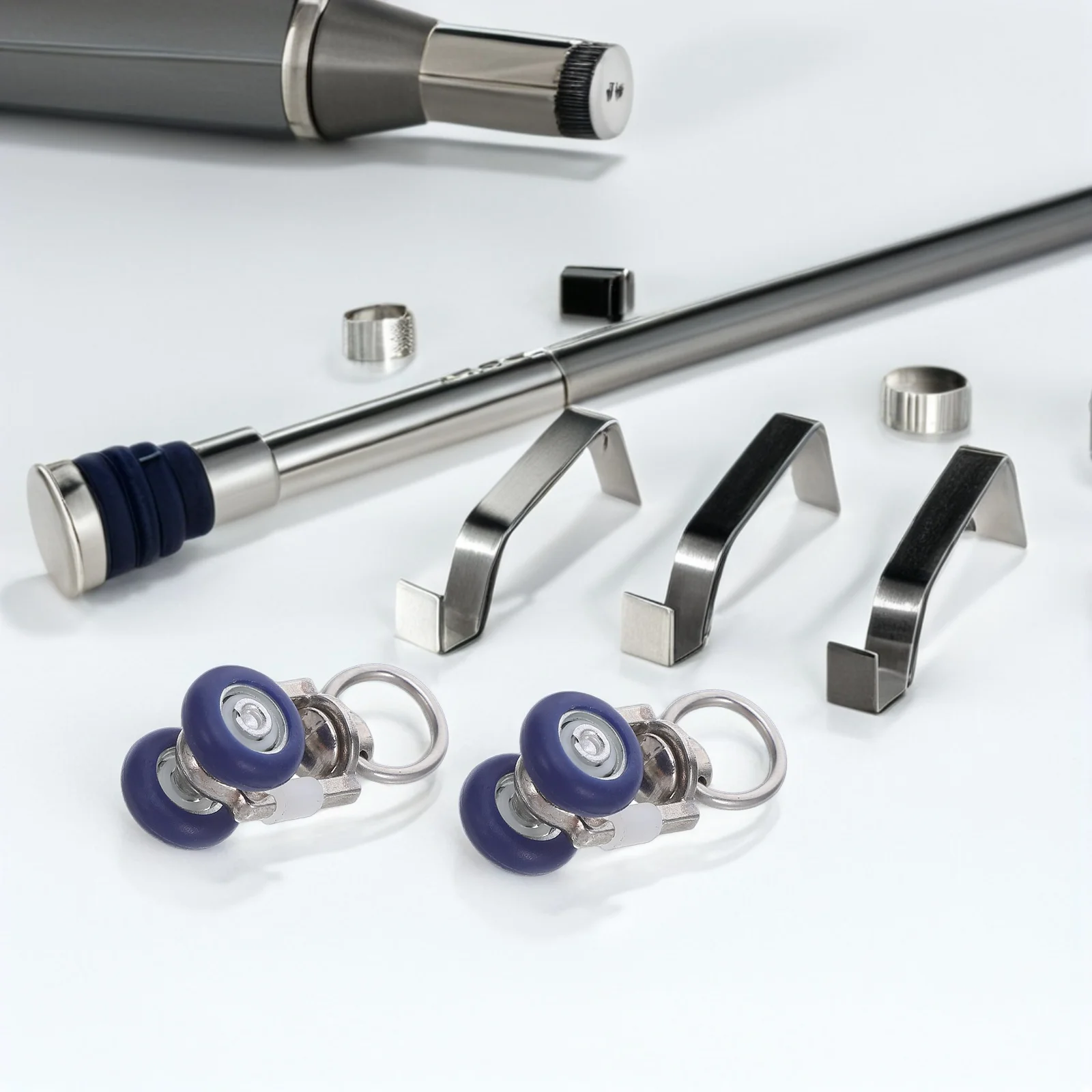 

20pcs Curtain Track Rollers Stainless Steel Twin Wheeled Heavy Duty Smooth Gliding For Floor To Ceiling Curtains Silent High