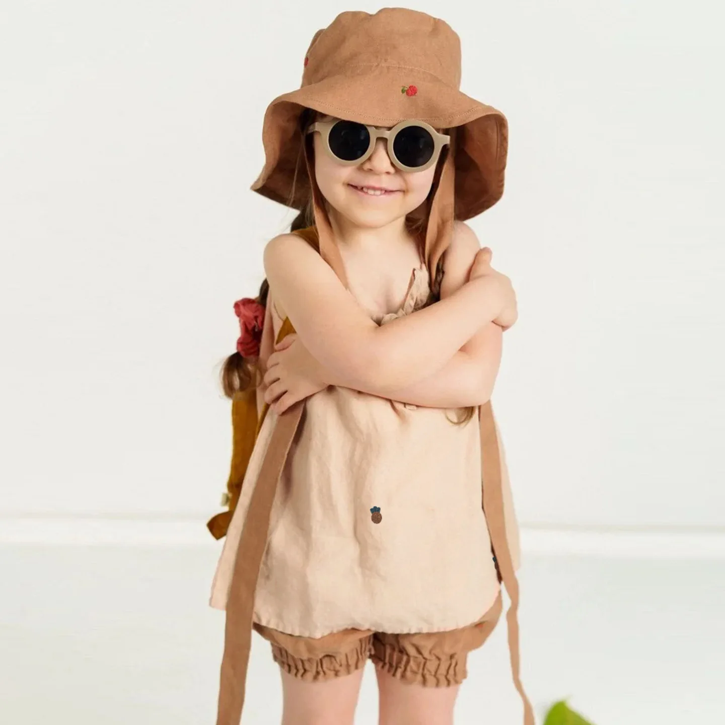 Cotton and Linen Girls Embroidered Vest 2026 Summer New Stylish Versatile Cute and Comfortable Children Lace Up Camisole Top