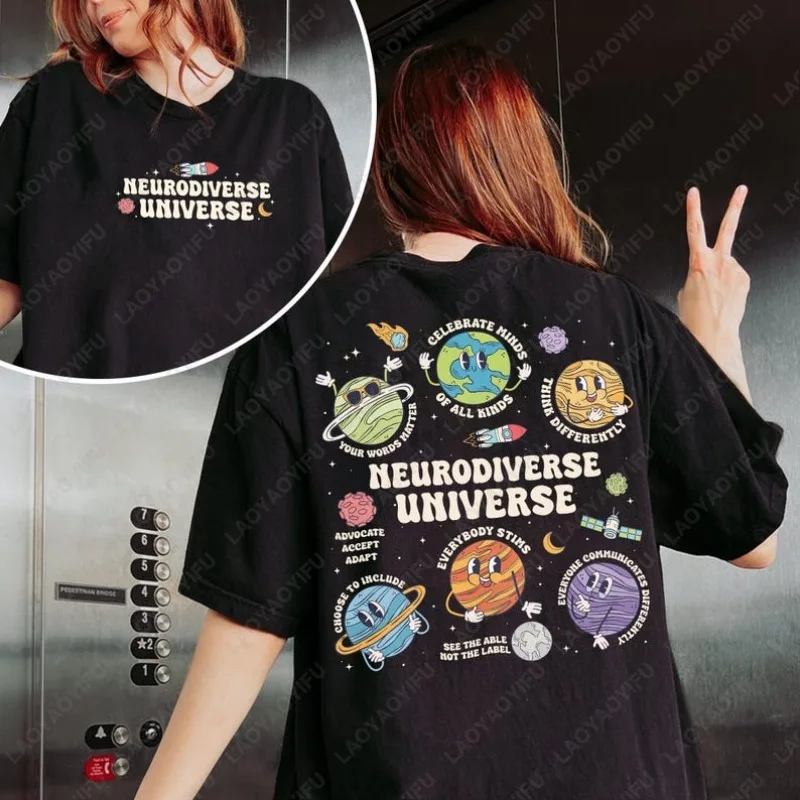 Neurodiverse Universe Download Autism Awareness Tshirt Designs Space Clipart Special Education Camisetas Men Women Cotton Tops