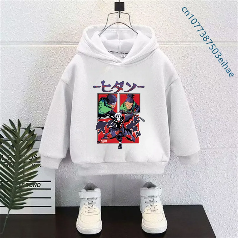 Naruto Kids Hooded Pullover Sweatshirt - 2026 Harajuku Style Long-Sleeved Hoodie for Boys and Girls - Spring/Autumn Fashion Top