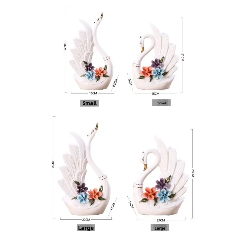 Ceramic swan ornament modern practical home decoration European living room crafts 6