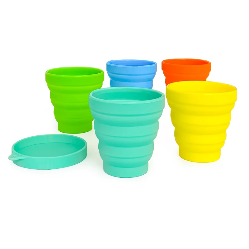 1pcs 150ML Portable Silicone Folding Water Cup Outdoor Heat Resistant Collapsible Foldable Mug With Lid For Travel Camping