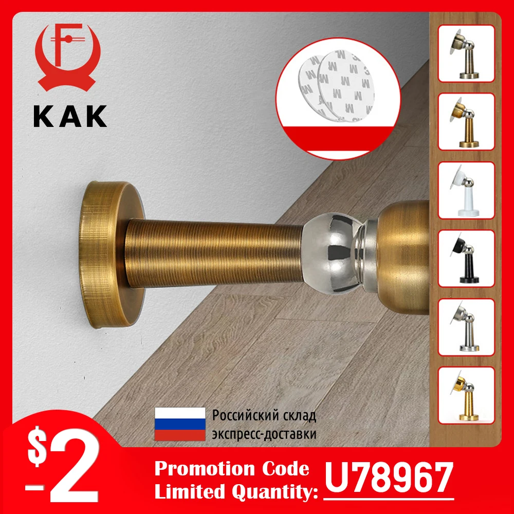 KAK Stainless Steel Magnetic Doorstop Non-Punch Wind-Proof Door Stopper Wall Mounted Floor Mounted Door Holder Door Hardware