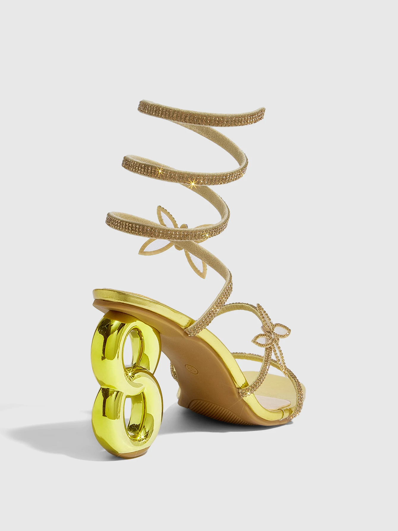 New Women's Fashion Diamond Butterfly High-heeled Sandals 8-shaped and Straight Strap Sandals Size 36-42