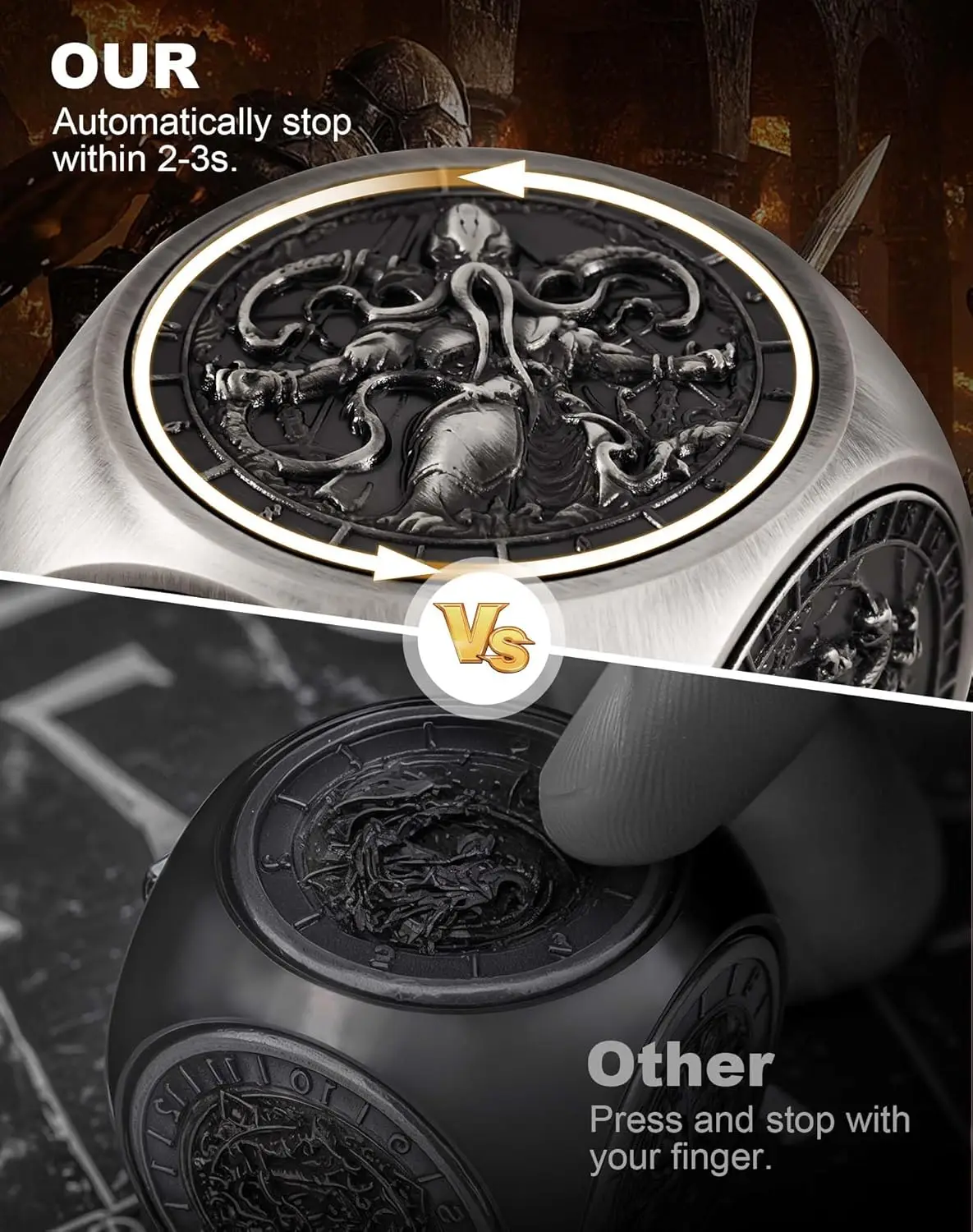 Spinner Dice dla zestawu kości DND 7 w 1, unikalne metalowe kości do gier RPG Dungeons and Dragons RPG