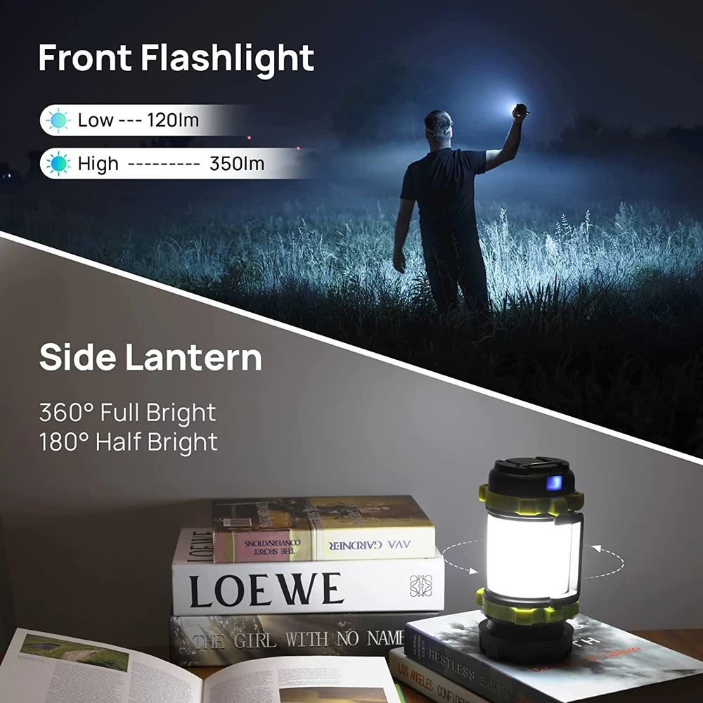 New Camping Lantern Rechargeable Flashlight 3000mAh Power Bank 6 Modes Waterproof Led Lantern Camping Hiking Outdoor Recreations