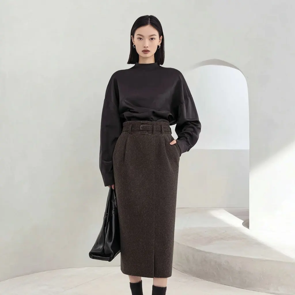 

Autumn Winter A-Line Midi Skirt Casual Regular Waistline Women's Fashion Clothing Board Type Fit Skirt Style No Decoration