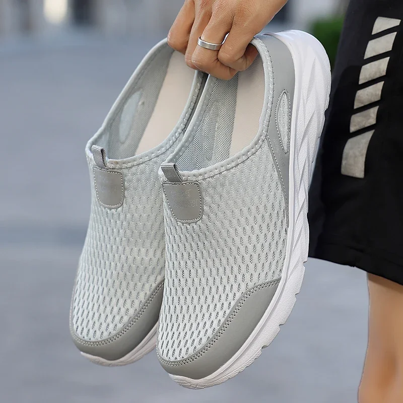 YRZL Herren Halbe Hausschuhe Sommer Atmungsaktive Mesh Herren Schuhe Outdoor Casual Wanderschuhe Slip on Flache Leichte Mesh Hausschuhe Sandalen – Detail 9