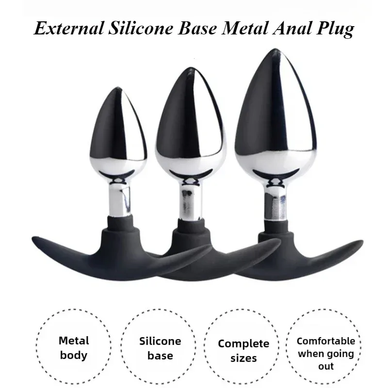 Anal Plug Sex Toys Metal Silicone Base Smooth Butt Plugs Prostate Massager Dildo Stimulator Anus Masturbator Adult Toys