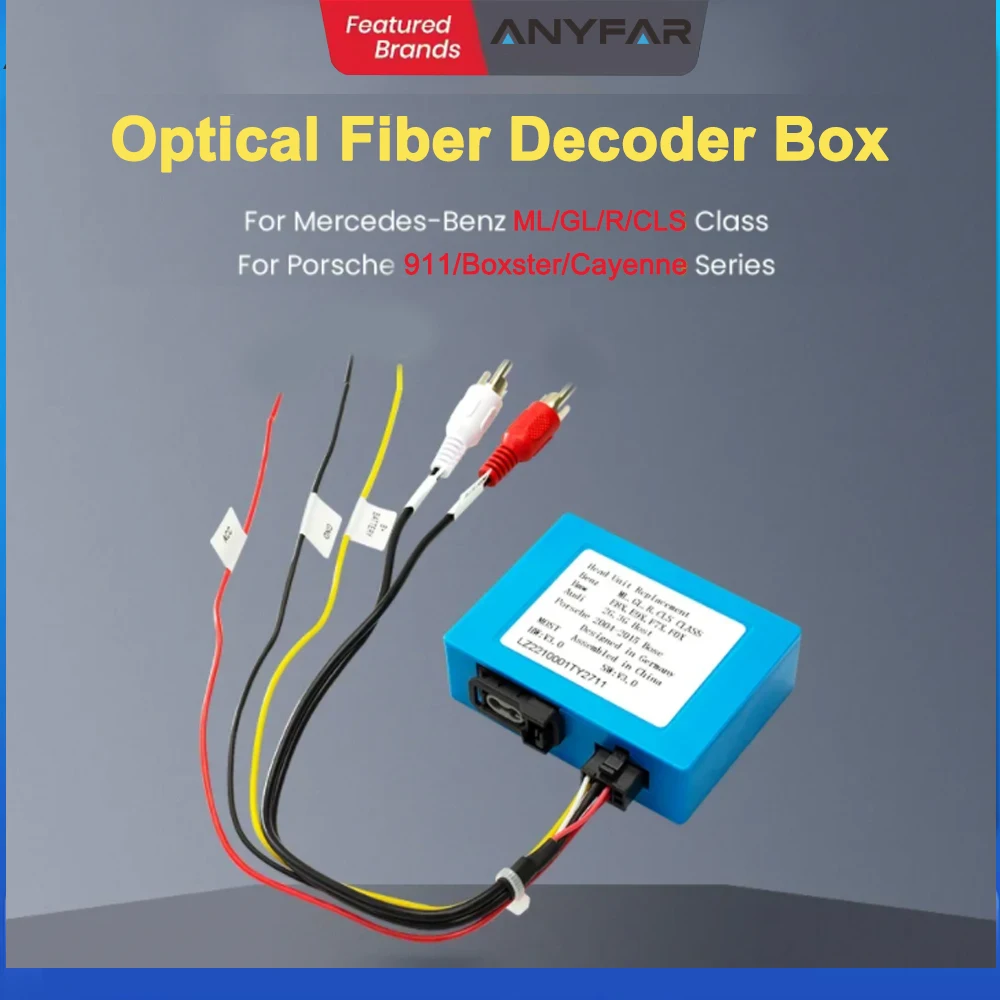 ANYFAR Car Stereo Radio Optical Fiber Decoder Most Box for Mercedes Benz R GL ML S W220 CLS SLK Cayenne Paramela cayman 911 Boxster cayman