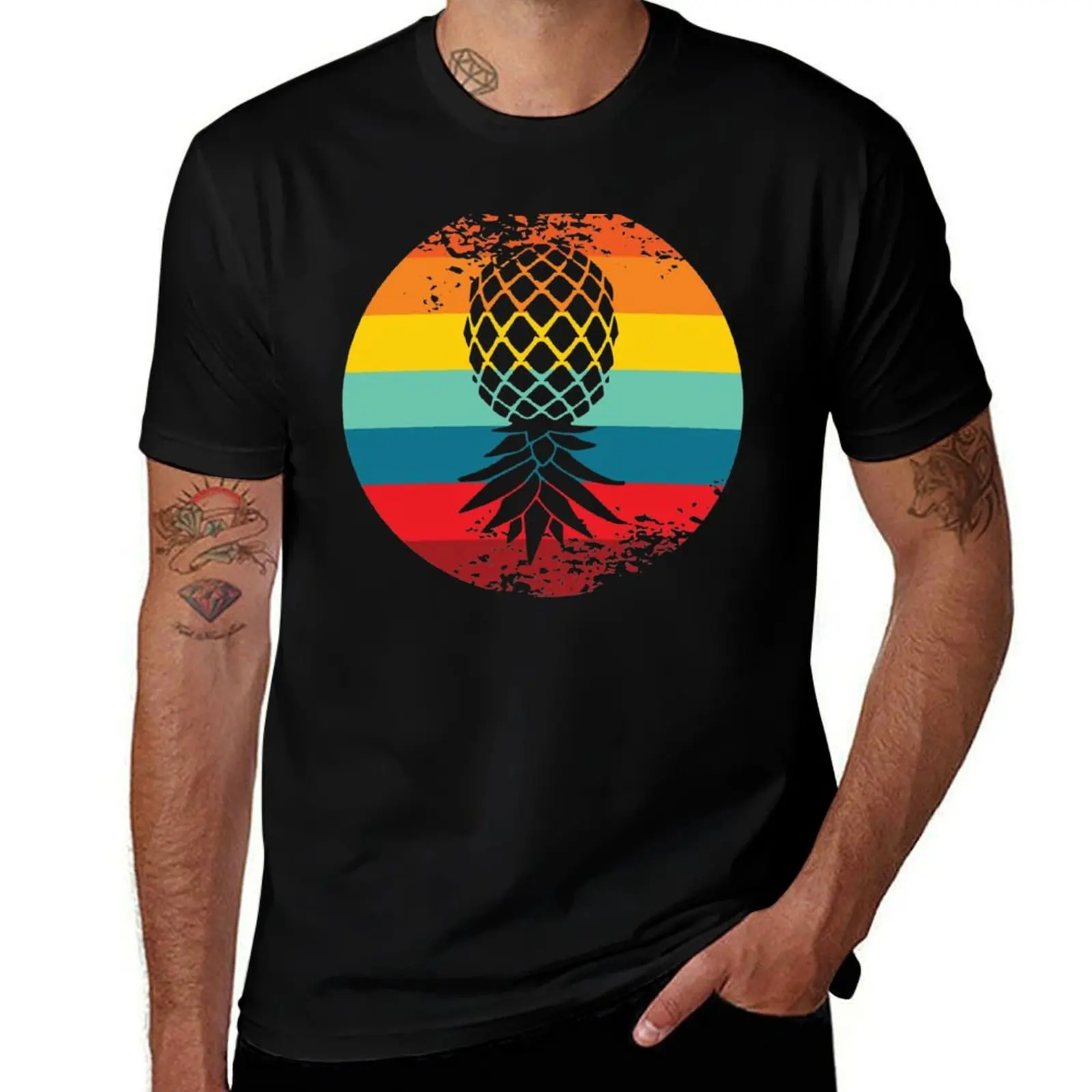 

Retro Sunset Upside Down Pineapple T-Shirt plus sizes custom t shirt summer top mens shirts graphic tee