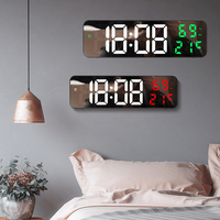 9 Inch Large Digital Wall Clock Temperature and Humidity Display Night Mode Table Alarm Clock 12/24H Electronic LED Clock