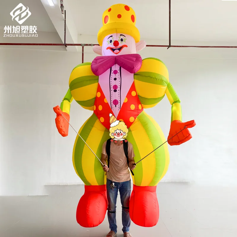 Inflatable walking clown air model figure, cartoon giant costume, customized parade and bar performance props