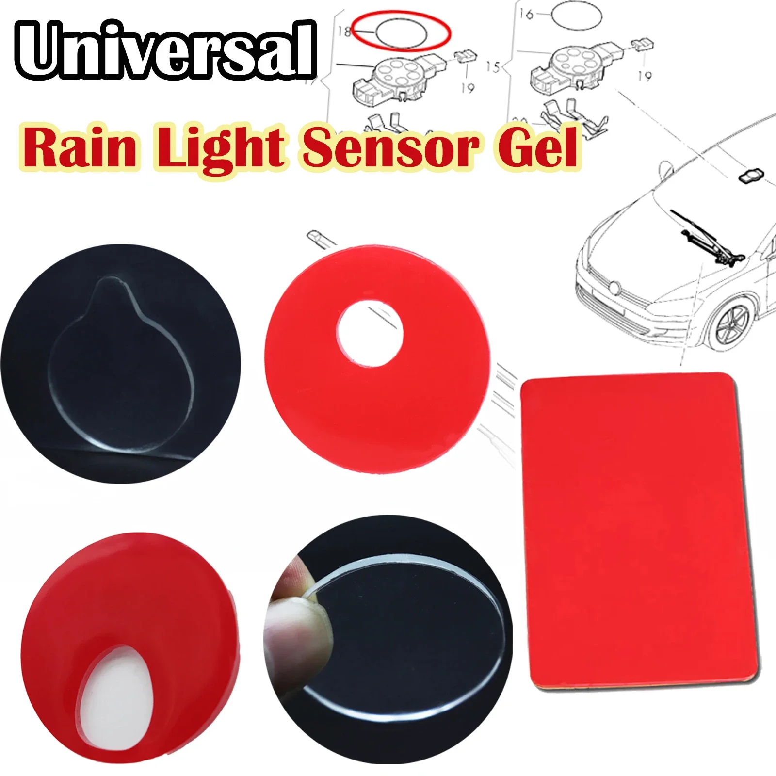 Sensor de luz de lluvia Universal para coche, película adhesiva de Gel, almohadilla de cojín de silicona, Kit de reparación de chips de parabrisas,