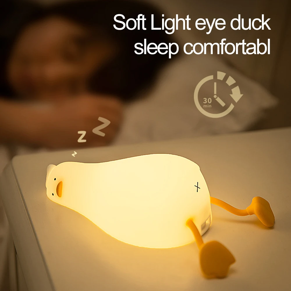 AliExpress Collection Led Crianças Night Light Patinho Recarregável Lâmpada USB Silicone Squishy Dormir Quarto Desktop Decor