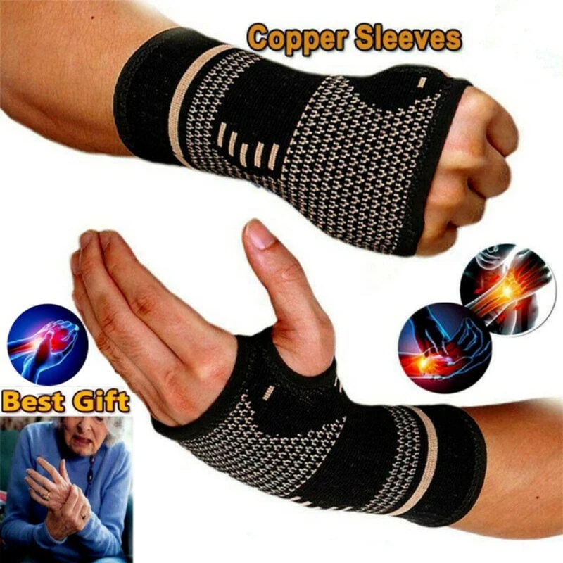 

Copper Nylon Wrist Guard Band Brace Support Sports Pain Relief Wrap Bandage Hand Brace Sleeve Compression Arthritis Gloves