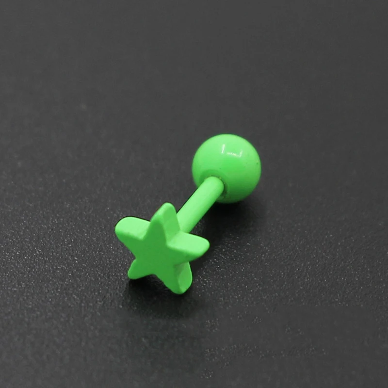 1pc Bunte Stern Stud Ohrringe für Frauen Ohr Piercing Edelstahl Barbell Tragus Knorpel Ohrring Helix Conch Nette Schmuck – Detail 8