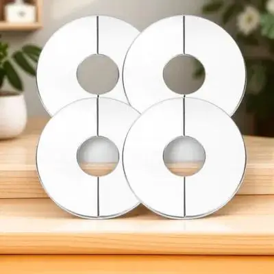 4 Buah Pelat Penutup Pipa Dinding Model Split, Pelat Escutcheon Baja Tahan Karat untuk Keran Shower, Katup Air Gas, dan Saluran Pembuangan