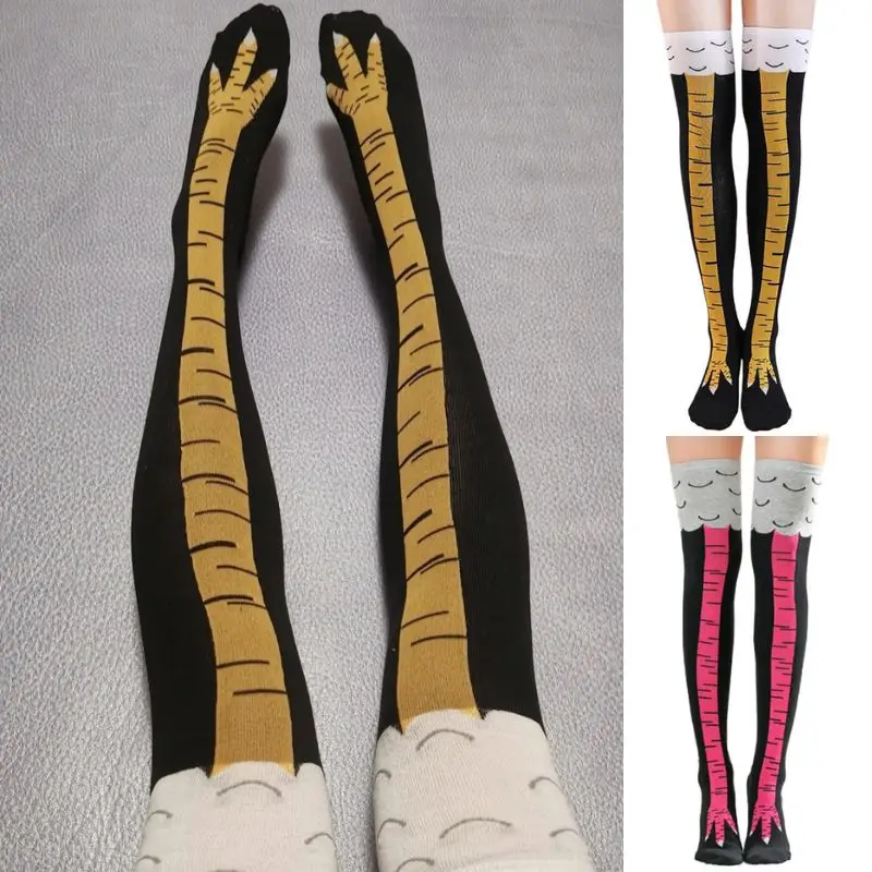 Funny Chicken Paw Stocking Over-knee Pressure Thin Leg Long Stockings Women Spring Autumn Winter Middle High School Girls Socks