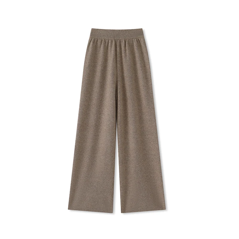 DjzDsm 100% Pure Wool Knitted Trousers Autumn Winter Wide Leg Flat Women's Wool Trousers Comfortable Fit Pants for Ladies