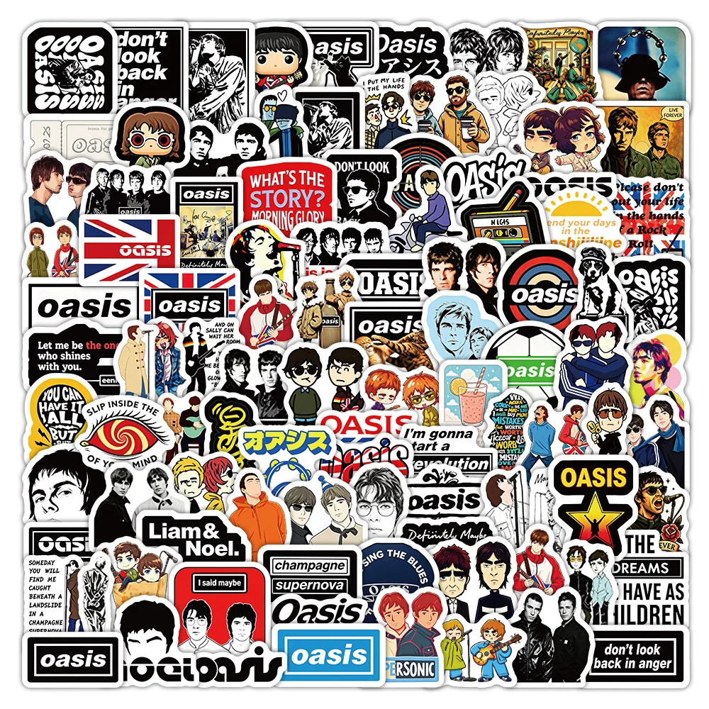 Oasis Rock Band Art Sticker Pack 135 Sheets, Music Themed Graffiti Stickers for Scrapbook, Water Bottle Giajar Sticker Store