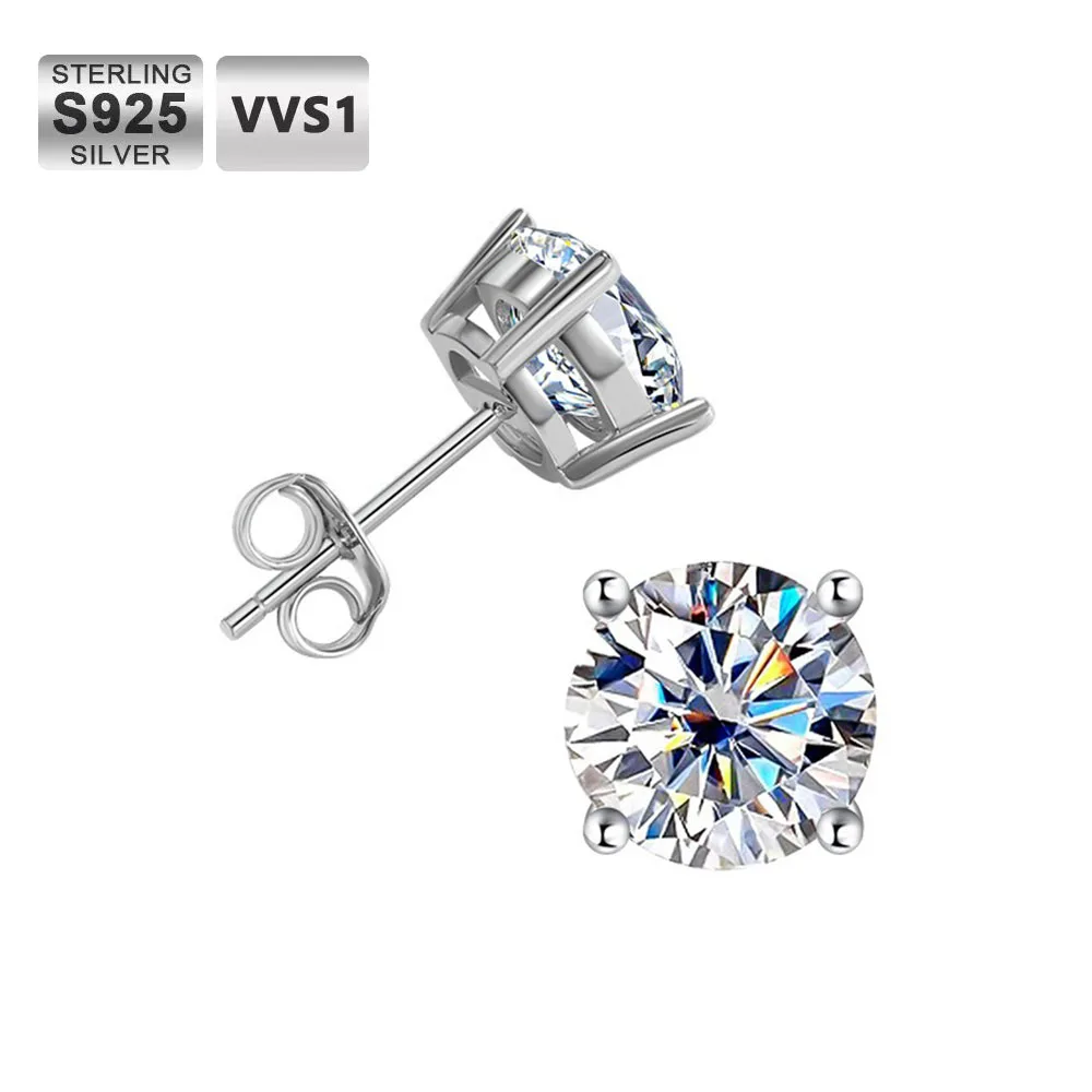 

ICEBLING 1/2/3/5CT красочные серьги-гвоздики из муассанита круглой огранки из стерлингового серебра 925 пробы VVS серьги для свадьбы и помолвки ювелирные изделия