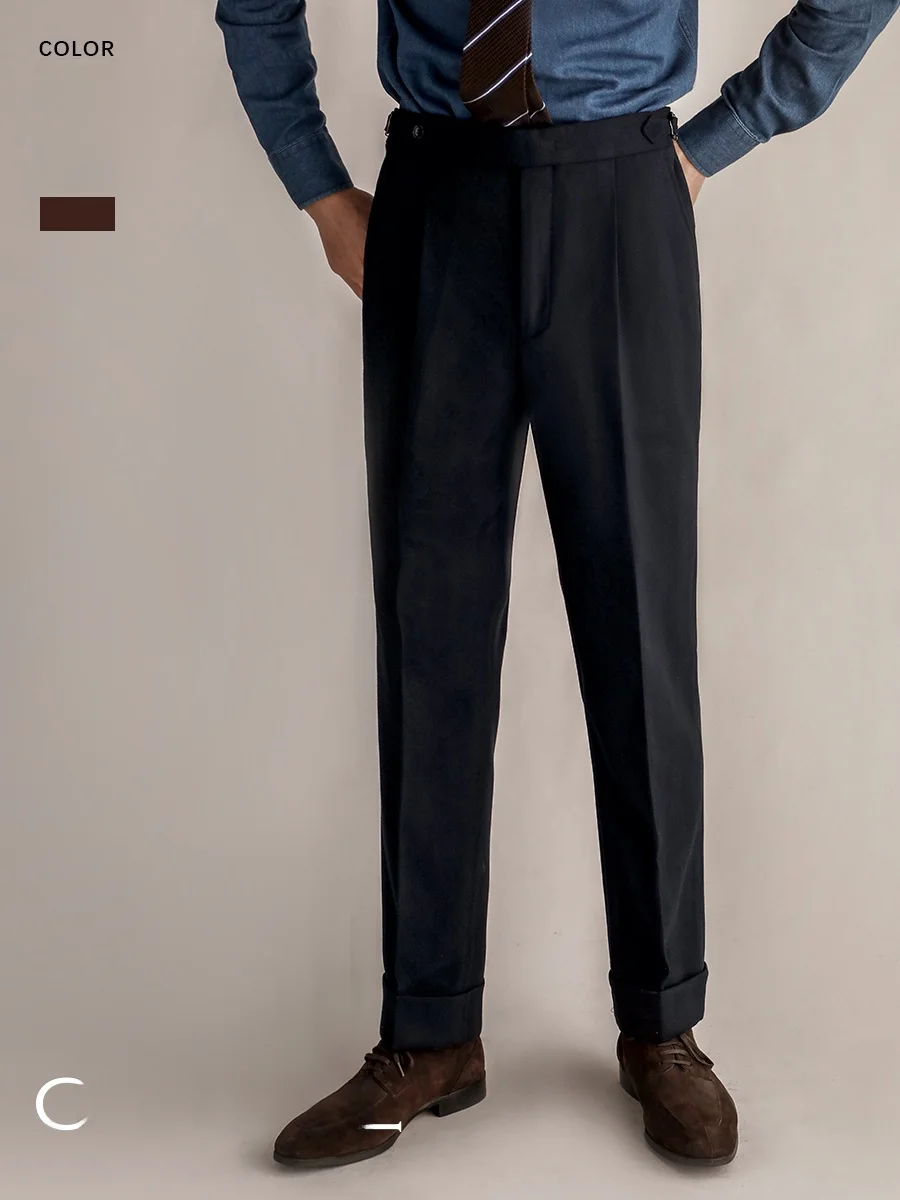 

Cultum Men's Thiened Fce Lined High Waist Casual Suit Pants Winter Straight Leg Trousers Busin Gentleman Sle Long P...