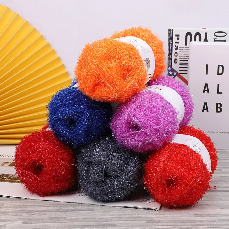 Colourful Glass Silk Knitting Wool Yarn DIY Handcraft Doll Sweater Hat Bag Making Crochet Thread Supplies Hand Knitting