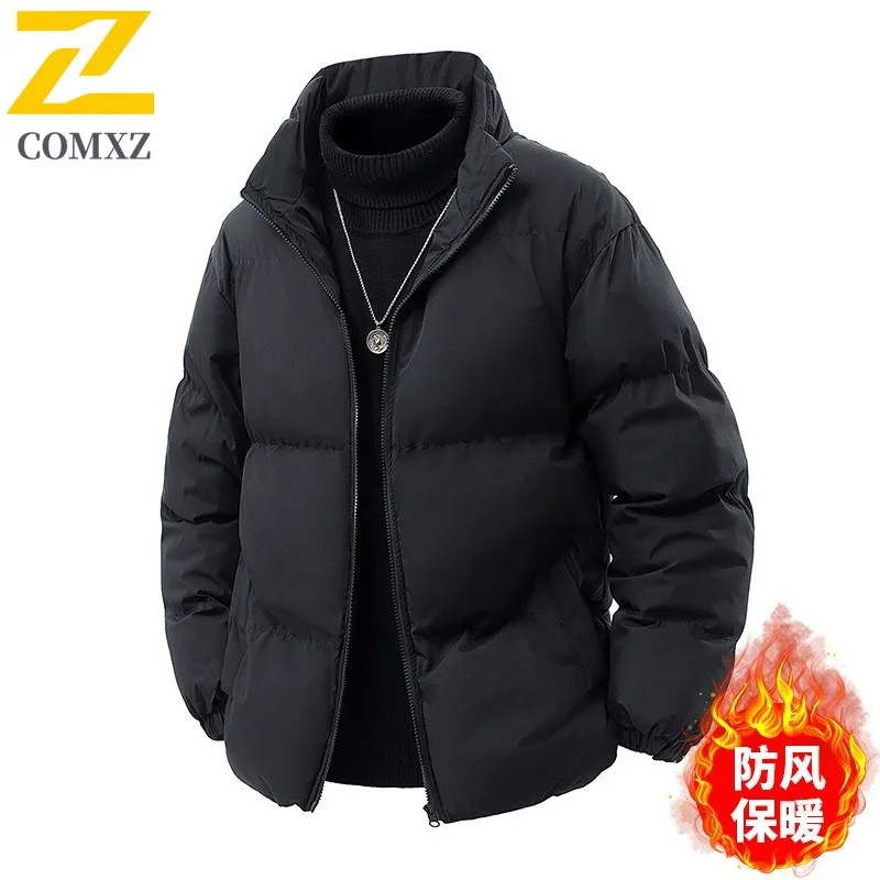 COMXZ 2025 Mens Bread Jacket Stand Collar Outdoor Camping Cold Protection Coat Leisure Daily Style Windproof Autumn Winter Wear
