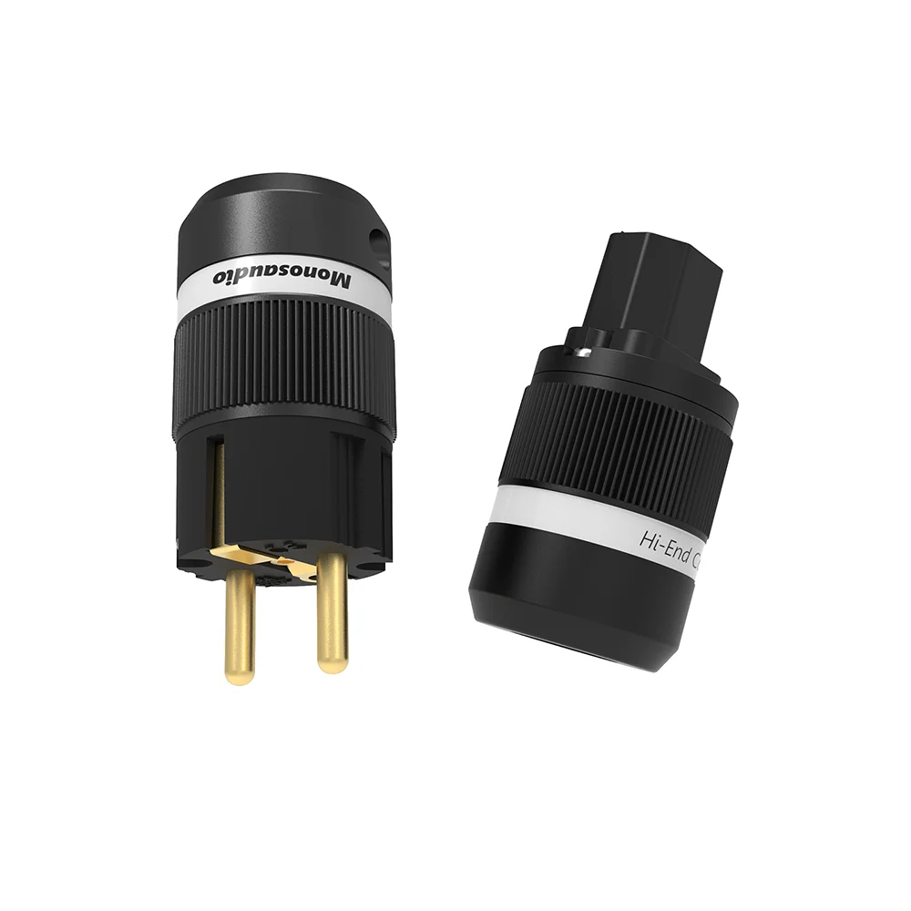 Monosaudio E100G/F100G Hifi Pure Copper Schuko Power Cord Cable Plug IEC C15 Female Connector High Quality EU Power Plug Adapter