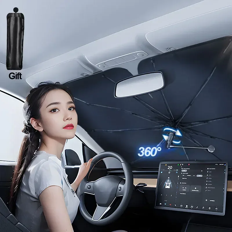 Car Sunshade Windshield Umbrella Front Sun Shade Parasol Foldable Summer Protection Car Seat Heat Insulation Car Accessories