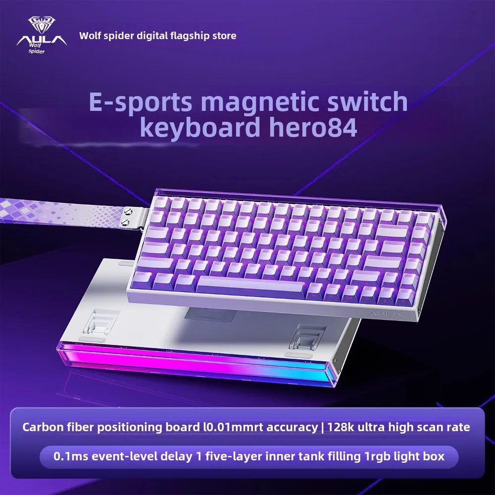 

AULA HERO84 magnetic axis mechanical keyboard gaming keyboard wired RGB carbon fiber high performance RT0.01 online drive 8000Hz