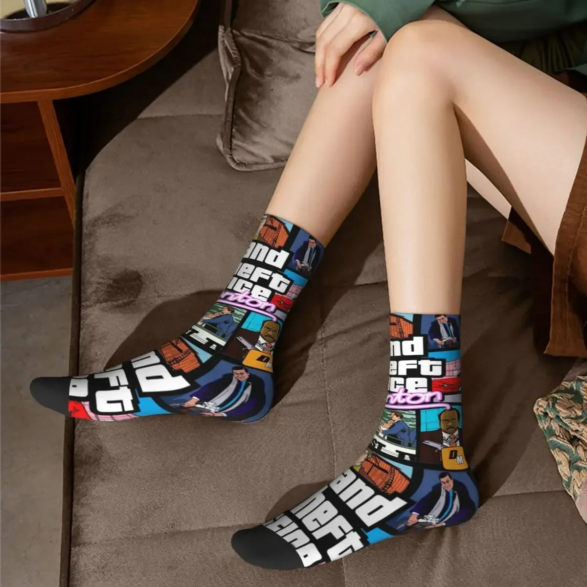 Calcetines Scranton de oficina Grand Theft para hombre y mujer, medias cálidas y frescas de invierno, calcetines de baloncesto absorbentes para el sudor