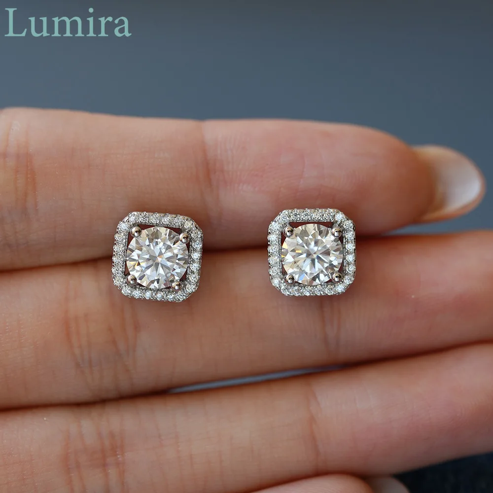 

Lumia Luxury Square-Shaped Stud Earrings with Each 0.5ct/1ct Moissanite Stone Women Jewelry Gifts for Daily Wear Stylish